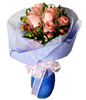 6 Peach Roses With Fillers Handbouquet 