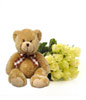 Bouquet of Dozen White Roses and a Bear 