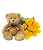 12 Yellow Roses and a Bear 