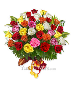 3 Dozen fresh assorted mixed color Roses 