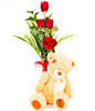 4 Red Roses With Plush Toy