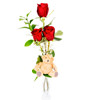 3 Red Roses With Teddy Bear 