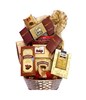 Chocolate basket with assorted gourmet chocolate, truffles and chocolate treats