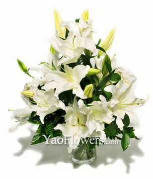 Hand Bouquet Of White Lilies 