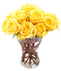 12 Yellow Roses In Vase 