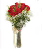 12 Red Roses With Glass Vase