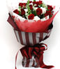 12 Red roses,White of platycodon grandiflorum,green leaves