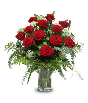 Wishing You Love: 12 red roses (Vase included)