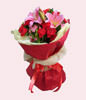 29 red carnations, 2 perfume pink lilies