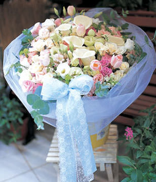 calla lillies, champagne roses,peach roses,pink roses ,total is 66