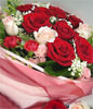 12 Red roses and 8 red carnations