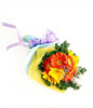 Orange and yellow gerberas with filler in a bouquet 