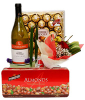 Chocolate Mixed With Champagne And Red Rose Bouquet 