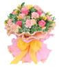12champagen roses or carnations,9pink roses with green foliages