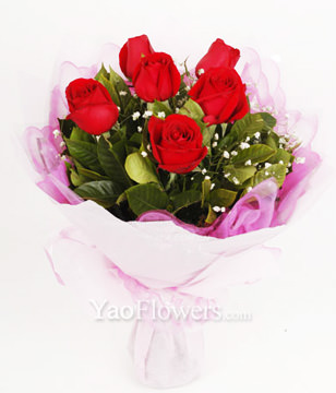 6 red roses