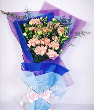 9 pink carnations,9 yellow carnations