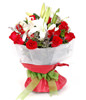 3 white Lilium,19 red roses