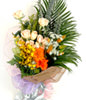 11 champagne roses, 3 white lilies