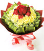 6 red roses,11 yellow Carnations