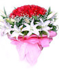 66 red roses,10 white Lilium
