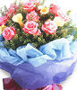 5 yellow zantedeschia,11 pink roses