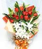 20 red tulip,6 white lilium