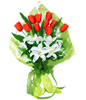 3 white lilium,10 red tulip