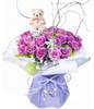 20 Purple roses,a lovely bear
