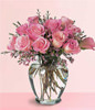 12 Pink Roses With a Vase