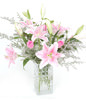 6 Pink roses,5 pink liliums