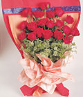 3 white Lilium,19 red roses