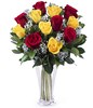 6 red roses and 6 yellow roses