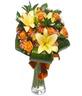Adoration and Decoration: orange lilies & roses