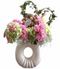 Vase Arrangement of Pink Carnation and Hydrangea with box of chocolate