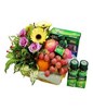 6 Bottle of Chicken Brand Essence, Assorted Fruits With Roses & Gerbera