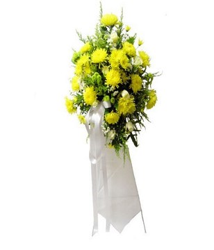 Flower arrangement of Yellow Chrysanthemums and Greens