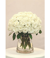 Two Dozen White Roses With a Vase
