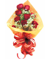 9 Red roses with baby's breath