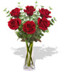 6 Red Roses With a Vase