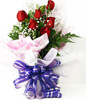 6 Red Roses with green foliages