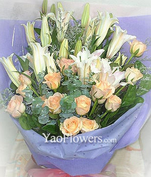 11 Champagne Roses,11 Lilium