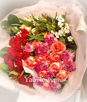 29 Carnations with Top class,11 Pink roses