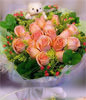16 Champange roses with A bear