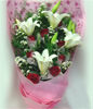 4 White lilium,11 red roses