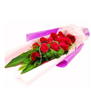 6 Stalks Red Carnations With 6 Stalks Red Roses 