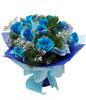 12 Blue Roses Hand Bouquet