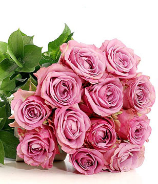 Hand Bouquet of 12 Purple Roses