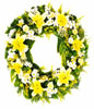 Wreath of Yellow Lilies & White Daisies 