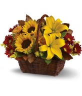 delightful basket of fresh fall flowers