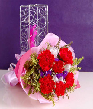 6 red carnations